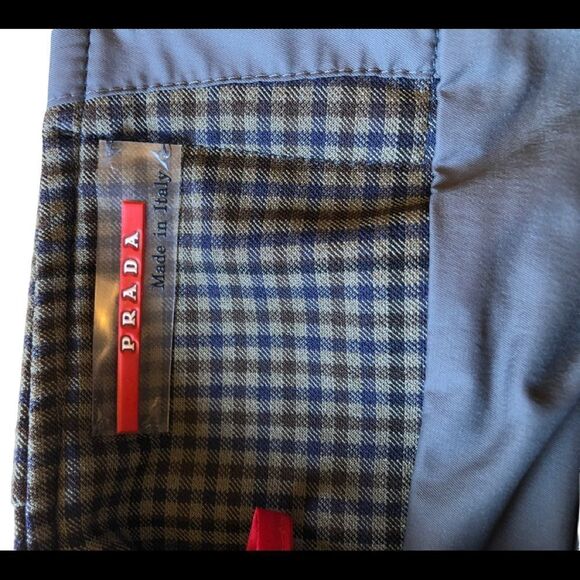 PRADA Plaid Skirt with Leather Trim Pockets EUC - Picture 4 of 14
